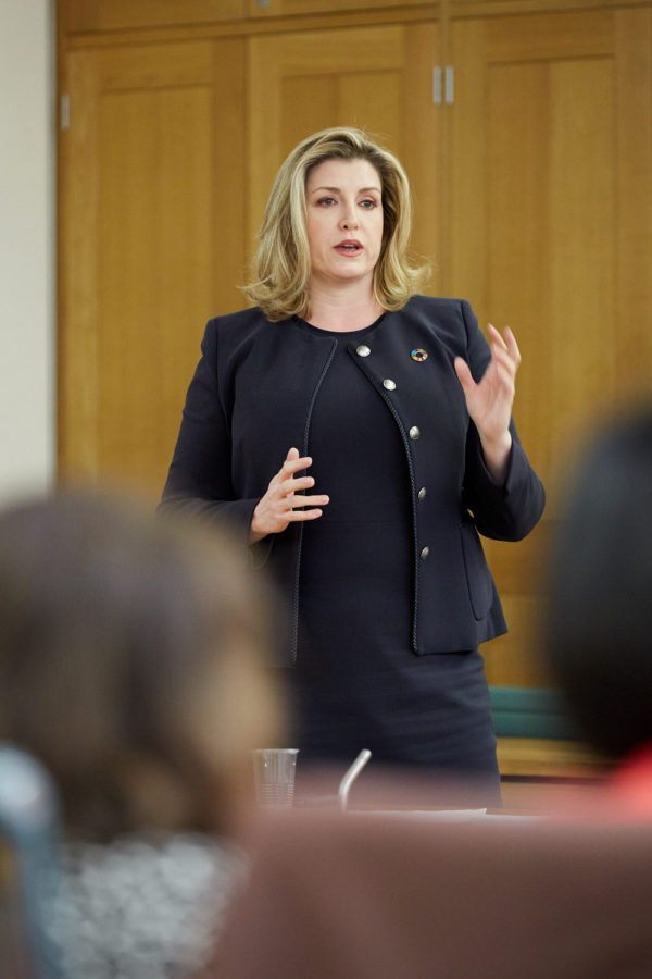 Penny Mordaunt at Houses of Parliament, giving talk to audience, © Jody Kingzett